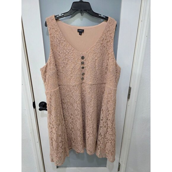 Torrid Peach Blush Lace Sleeveless Plus Size Fit & Flare Mini Dress 4 - Picture 1 of 10